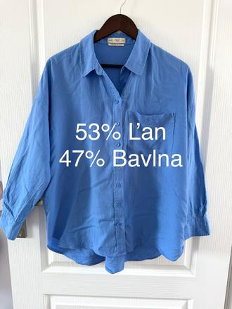 Svetlomodrá voľná košeľa s ľanom f&f, f&f,l