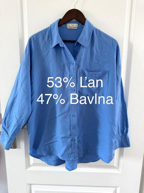 Svetlomodrá voľná košeľa s ľanom f&f, f&f,l