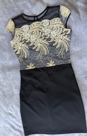 Omega čiene púzdrové šaty s čipkou, l