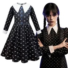 Detské šaty, kostým wednesday z filmu addams,