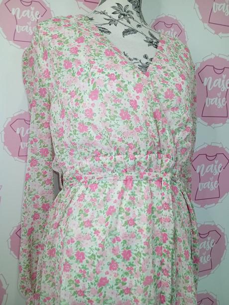 Kvietkované jemne šaty s viazaním, xl