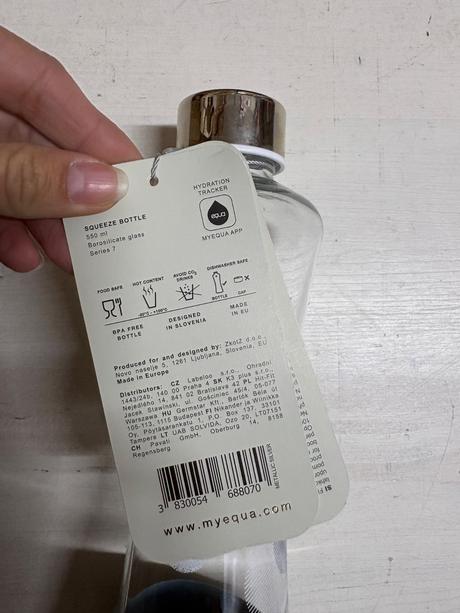 Equa - sklenená zdravá fľaša active šedá, 