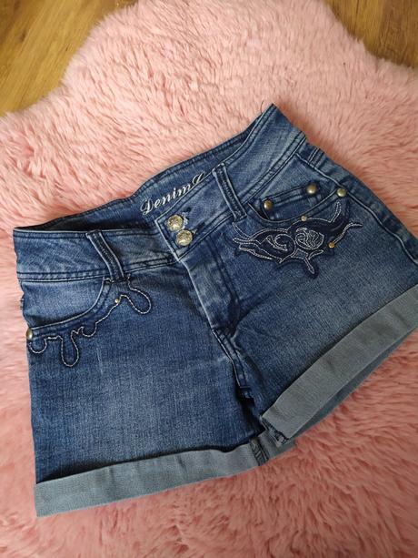 Riflové kraťasy, denim,140