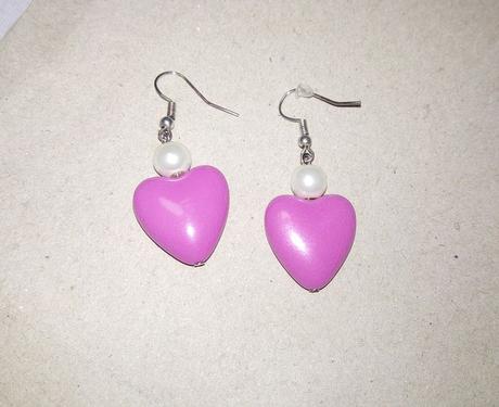 Náušnice ružové srdcia, 