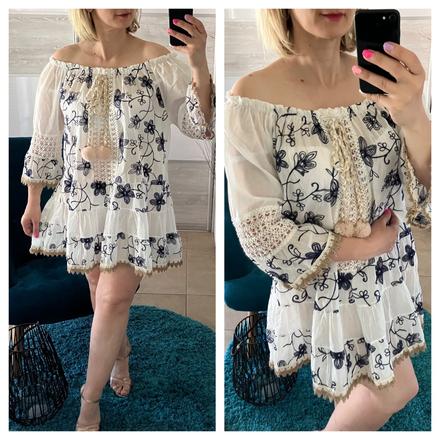 Dámske vzorované šaty s 3/4 rukávom (uni), l / m / xl