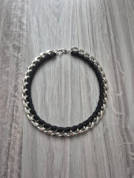 Masívny choker strieborno čierny, 