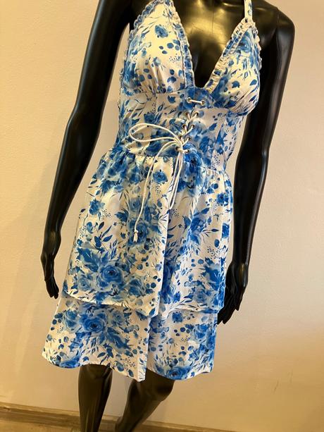 Dámske šaty bielo modré (s), s