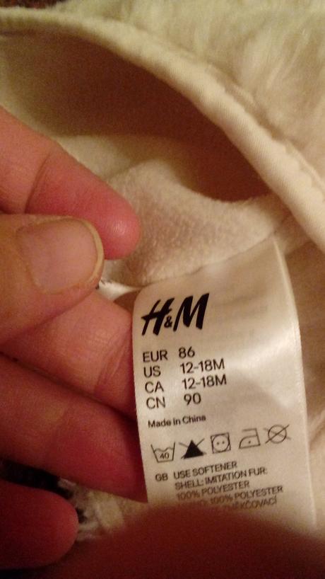 Hunata ciapka s uskami, h&m,92