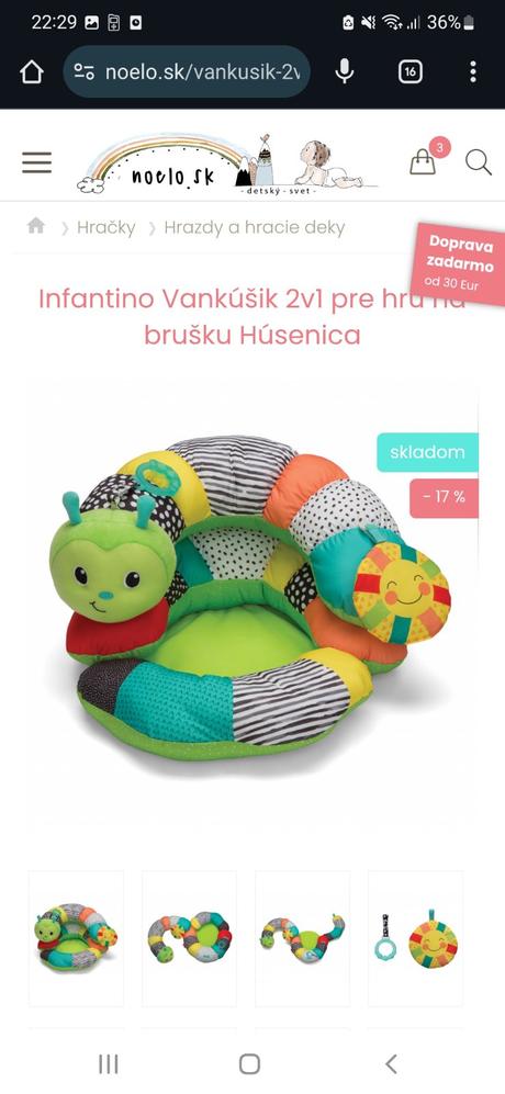 Infantino vankúš húsenica, 