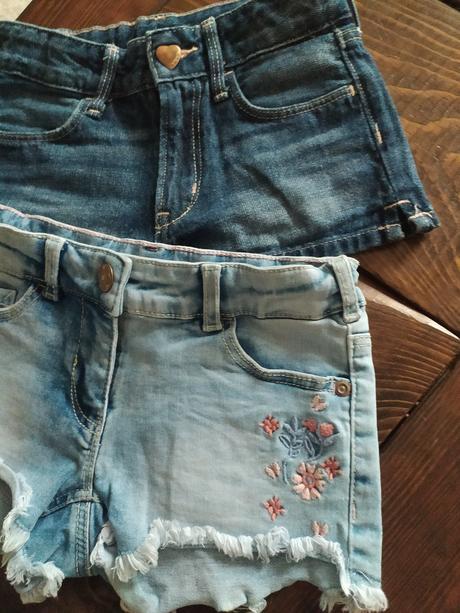 2x riflové kraťasy, h&m,110
