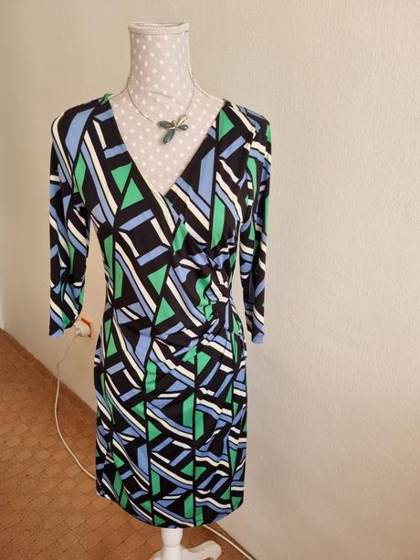 Čierno-zeleno-modro biele elast.šaty orsay 38, orsay,38