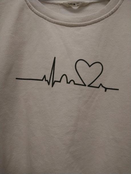 Biela tenká mikina s motívom, shein, 146-152 cm, 152