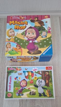 Hra máša hop a puzzle máša a medveď, 