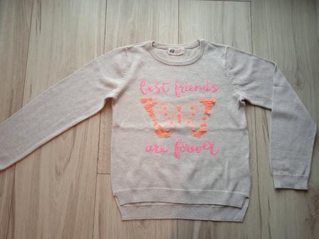 Bežový pulóver zn.h&m s aplikáciou, veľ.116, h&m,116
