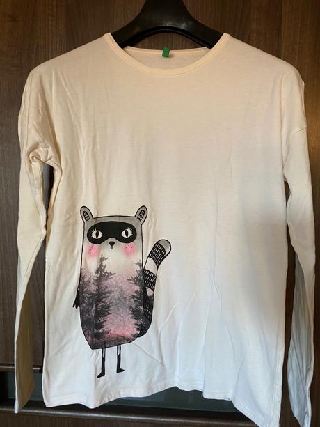 2x tricko s mačkou, benetton,164