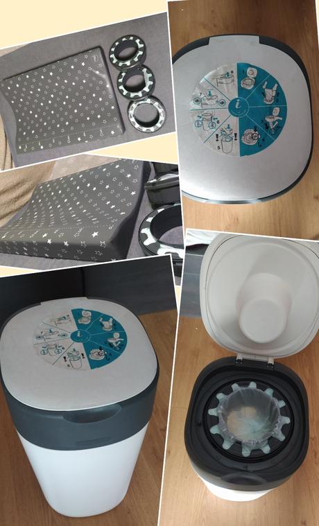 Kôš na plienky so sáčkami, prebaľovacia podložka,