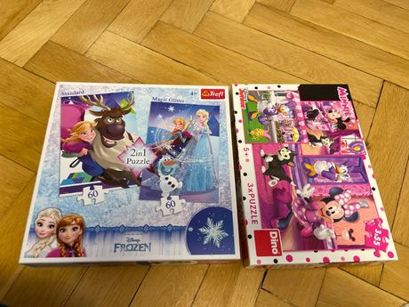 Puzzle 2xfrozen 4+ & puzzle 3xminnie od 5+, 