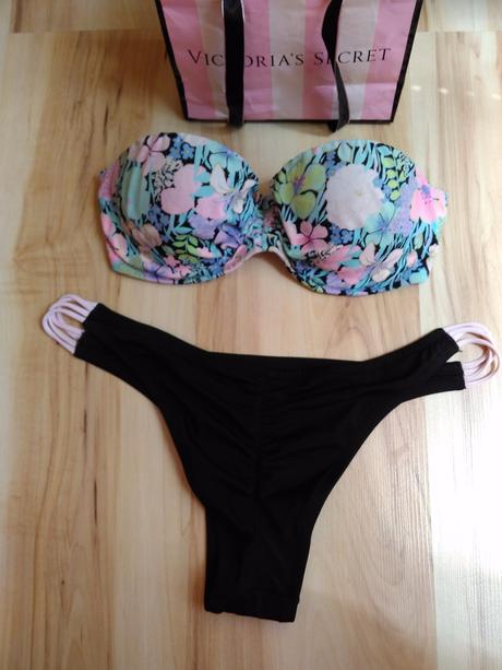 Victoria's secret cierne + kvetovane bikini, victoria's secret,l