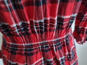 Červeno-čierna blúzka s volánom h&m veľ. s, h&m,s