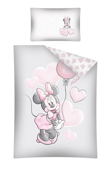 Obliečky do postieľky minnie srdiečka sivá 100/135, šírka (cm): 100,dĺžka (cm): 130