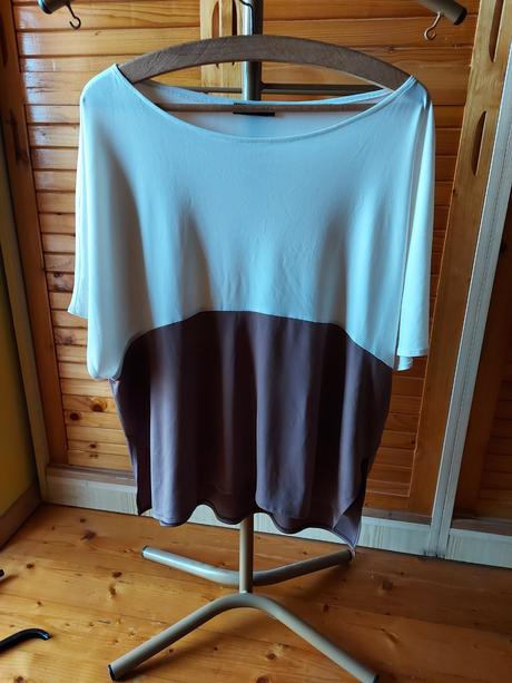 Voľný top figl krémovo-hnedej farby, m