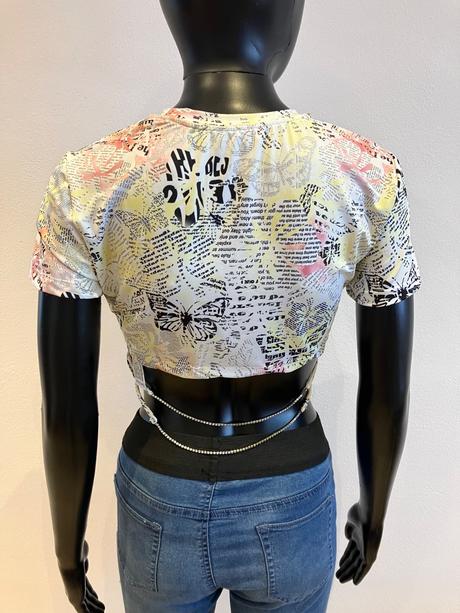 Farebné crop tričko bershka (l), bershka,l