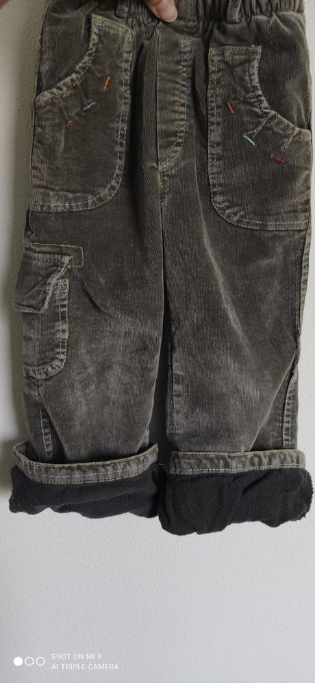 Zateplené menčestrové nohavice 92, 92