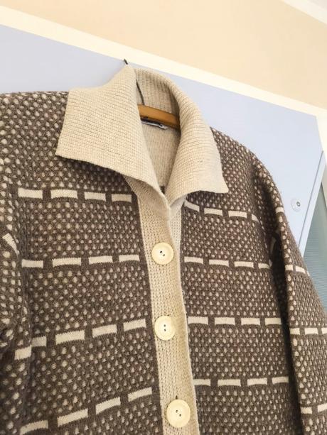 Teplá vlnená svetrová bunda, l