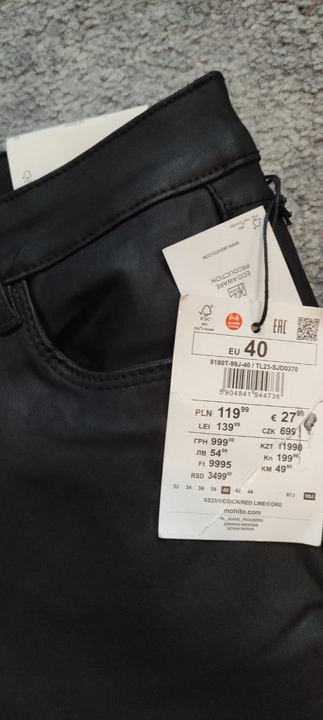 Nohavice koženkové, mohito,40