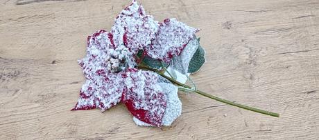 Vianočná ruža - červená zasnežená - 330 mm, 