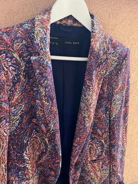Fialové sako s ornamentami zara, zara,m