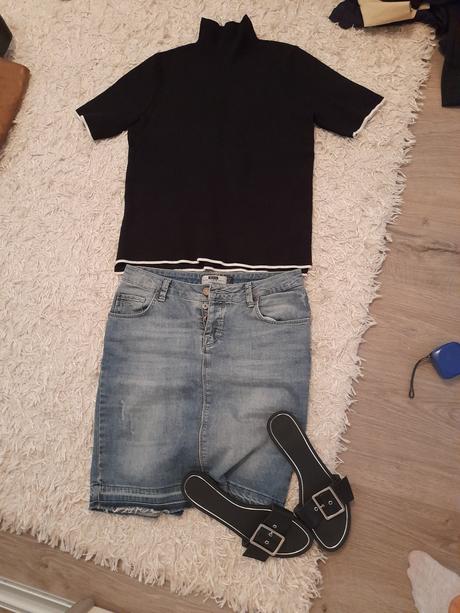 Riflová sukňa bershka, bershka,s