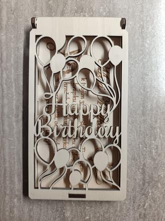 Drevená gravirovanà obálka na darovanie peňazí, 