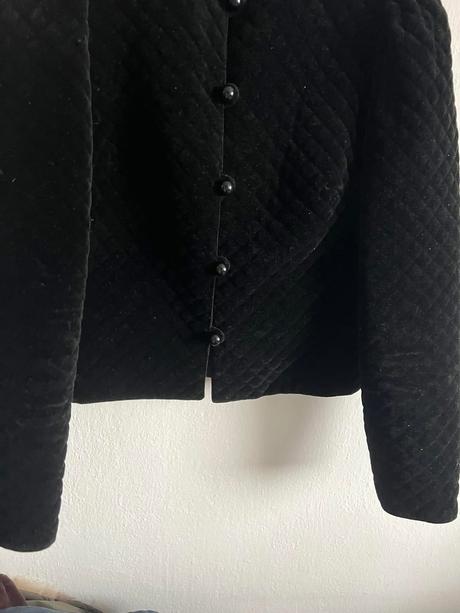 Vintage zamatovy krasny kabat sako kabatik v hist, m