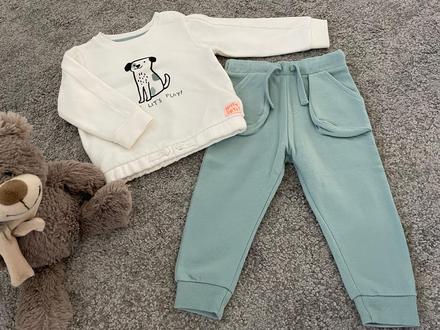 F&f tepláky+mikina teplé 86 12-18m organic cotton, f&f,86