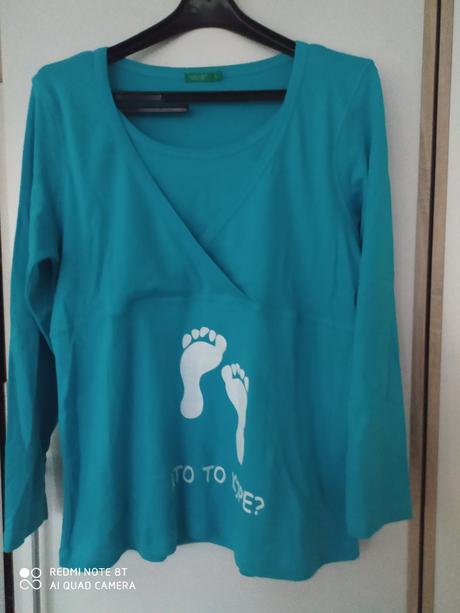 Modré tehotenské tričko s dlhým rukávom, l