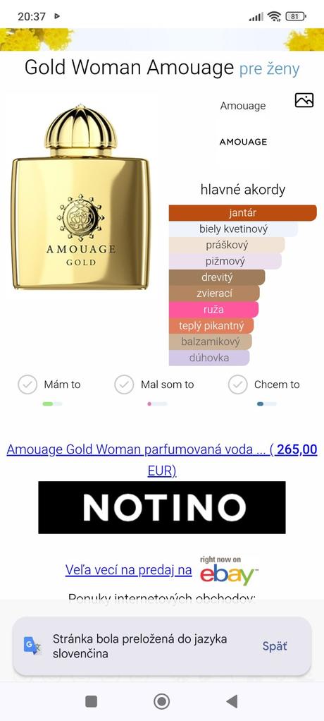 Amouage gold vzorka, 