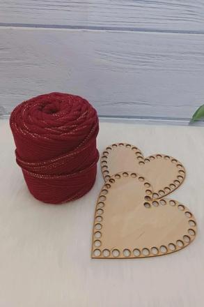 Sada na háčkovaný košík červená srdce, 