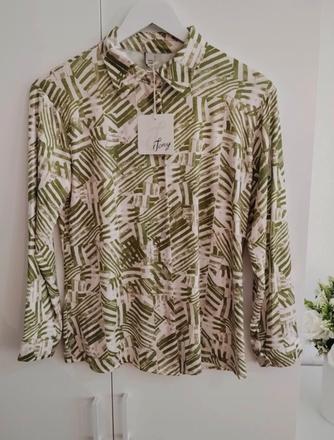 Elegantná vzorovaná blúzka v zelených tónoch, 38 / 40 / l / m