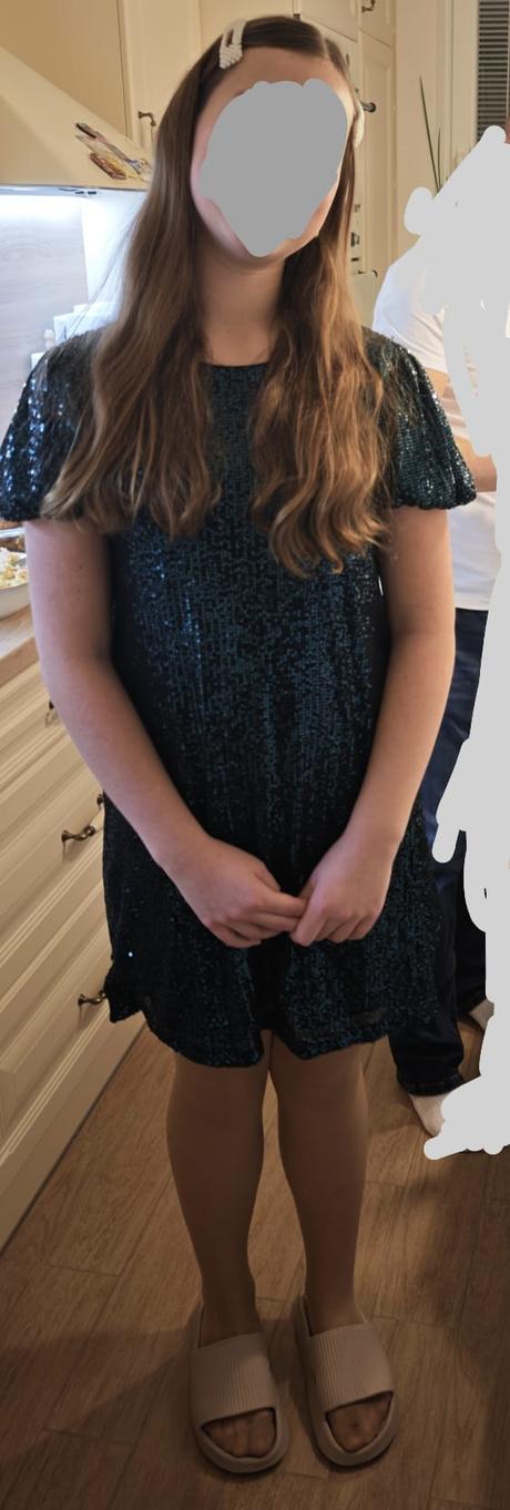 Flitrované tmavozelené šaty, f&f,164