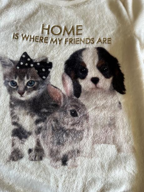 Teplá chlpatá mikina so zvieratkami 110/116, h&m,110