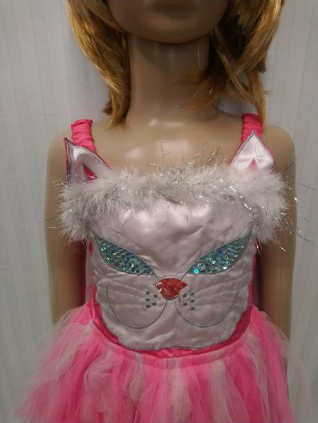 Kostým mačička ružovo biela, 3-4r, 98-104 cm, 