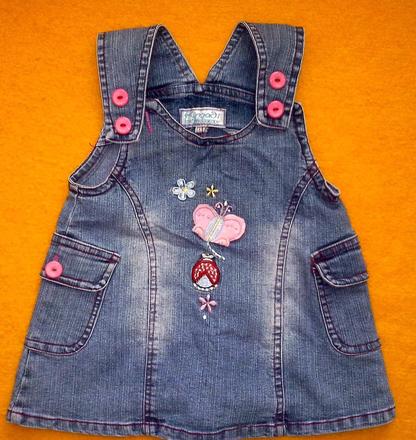 Riflová šaty na ramienka 80 -, 86