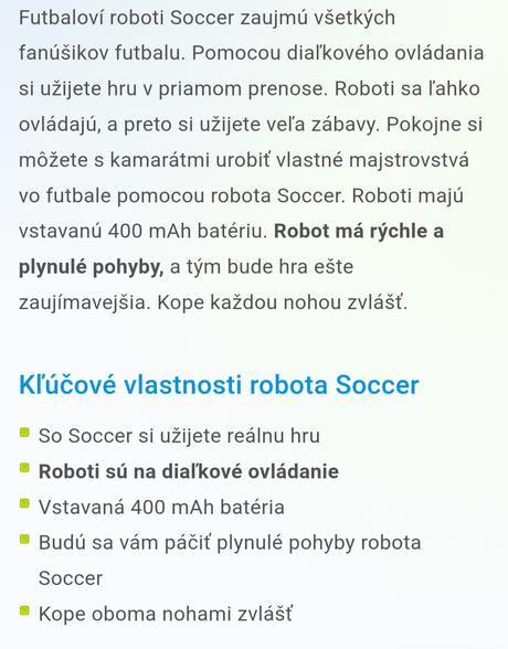 Futbaloví roboti na ovládanie, soccer,