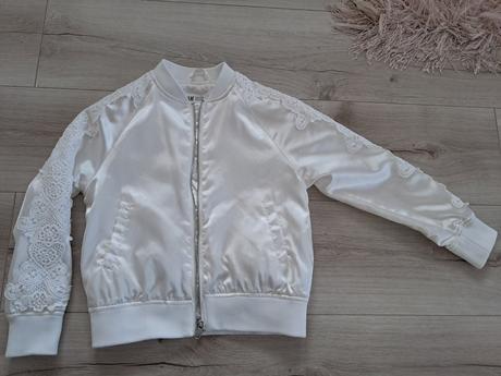 Biela saténová bombera, h&m,128