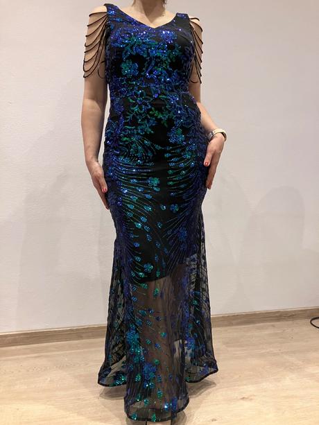 Luxusné trblietavé večerné šaty, m