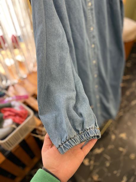 Riflové denim šaty balonovými rukávmi pre moletky, xxxl
