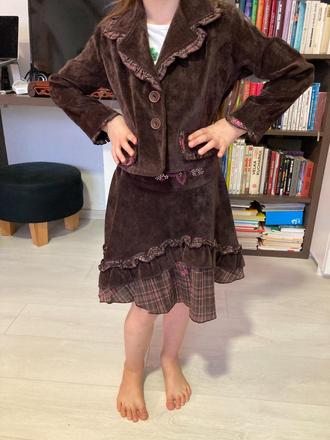 Parádny menčestrový kabátik a suknička, evie angel,134