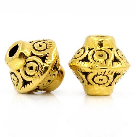 Korálka kovová 7x6 mm - zlatá, 