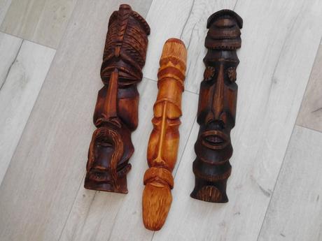 Drevo rezba tváre -závesná dekorácia 60 cm dlžka, 